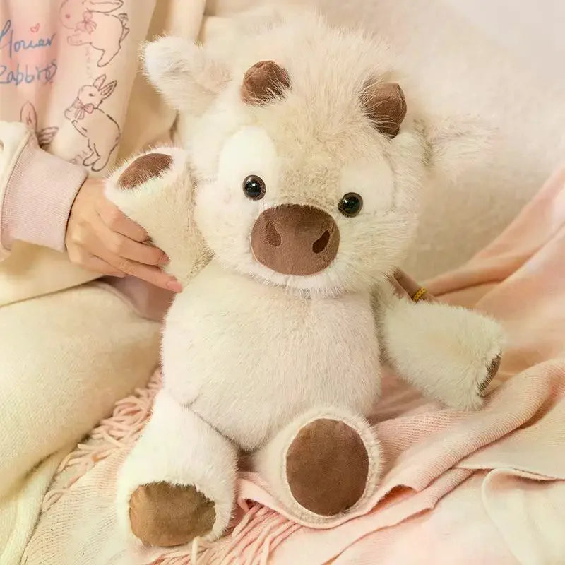 1Pcs 40Cm Huggable Running Cow Stuffed Animal Doll Adorable Highland Cattle Plush Toy Soothing Companion Children'S Gifts