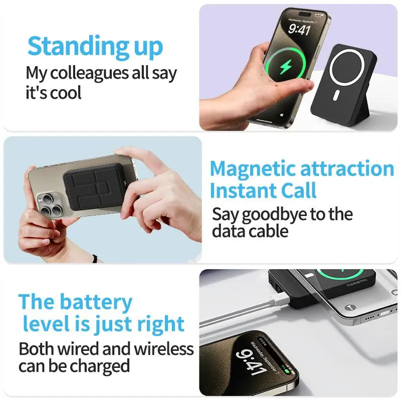 10000Mah Magnetic Power Bank – Portable Charger with Foldable Stand, LED Digital Display, Charge Iphone & Android Devices Simultaneously Tiktokshopspringglowup