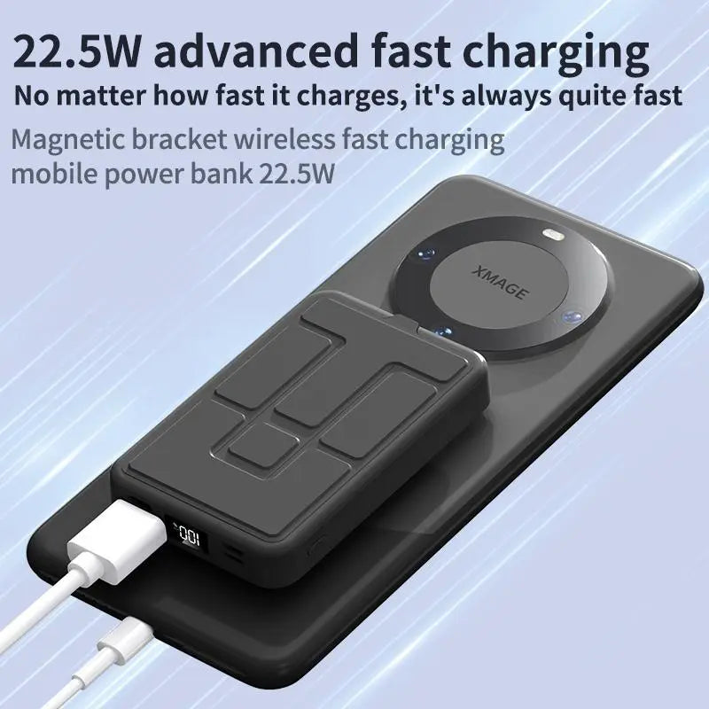 10000Mah Magnetic Power Bank – Portable Charger with Foldable Stand, LED Digital Display, Charge Iphone & Android Devices Simultaneously Tiktokshopspringglowup