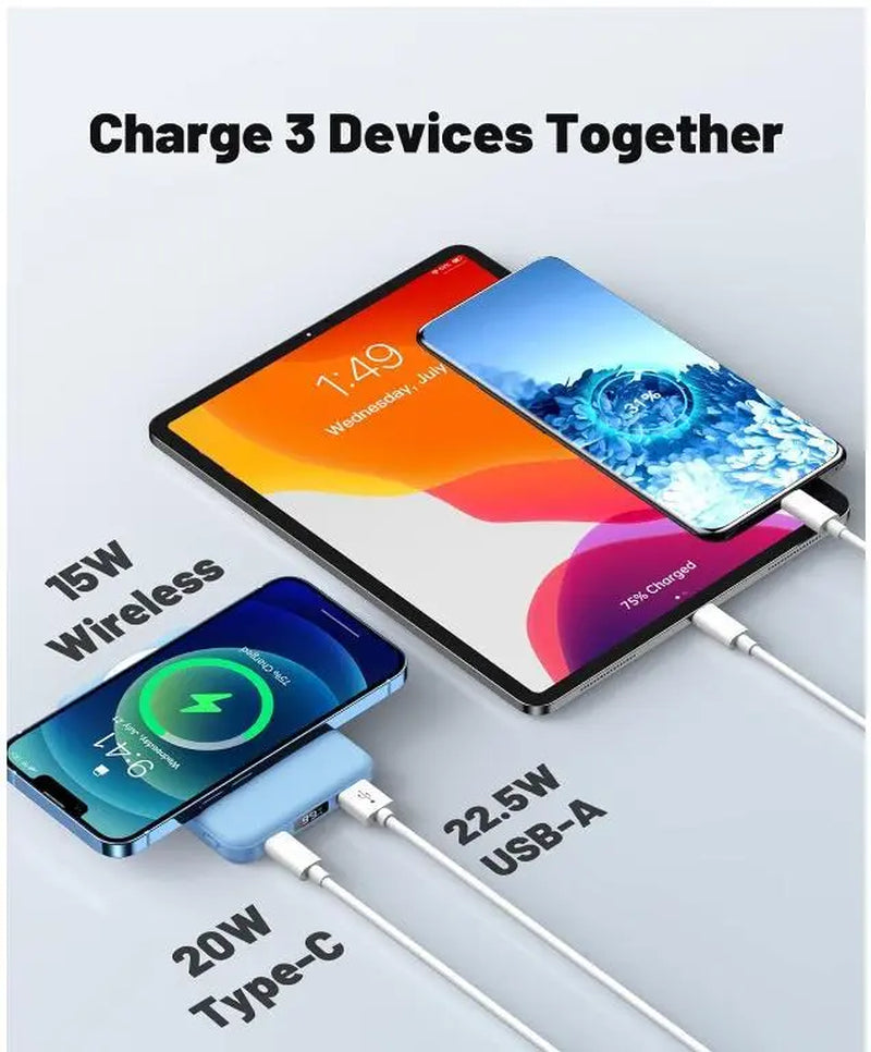 10000Mah Magnetic Power Bank – Portable Charger with Foldable Stand, LED Digital Display, Charge Iphone & Android Devices Simultaneously Tiktokshopspringglowup